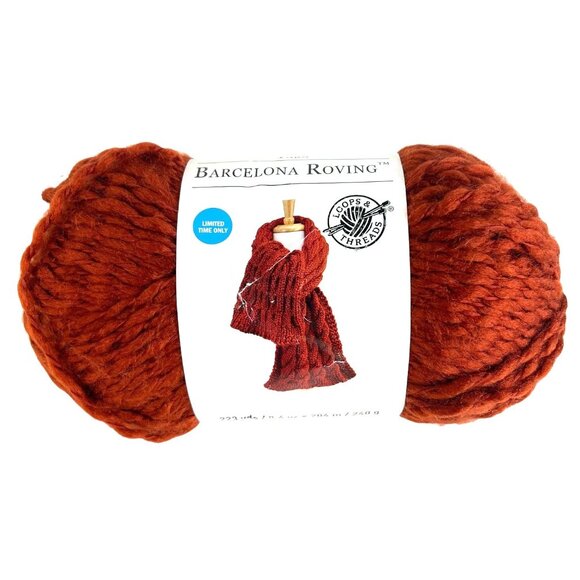 Loops & Threads Barcelona Roving Yarn One Skein Rust 8.4 oz 223 Yard Made Turkey - Picture 2 of 5